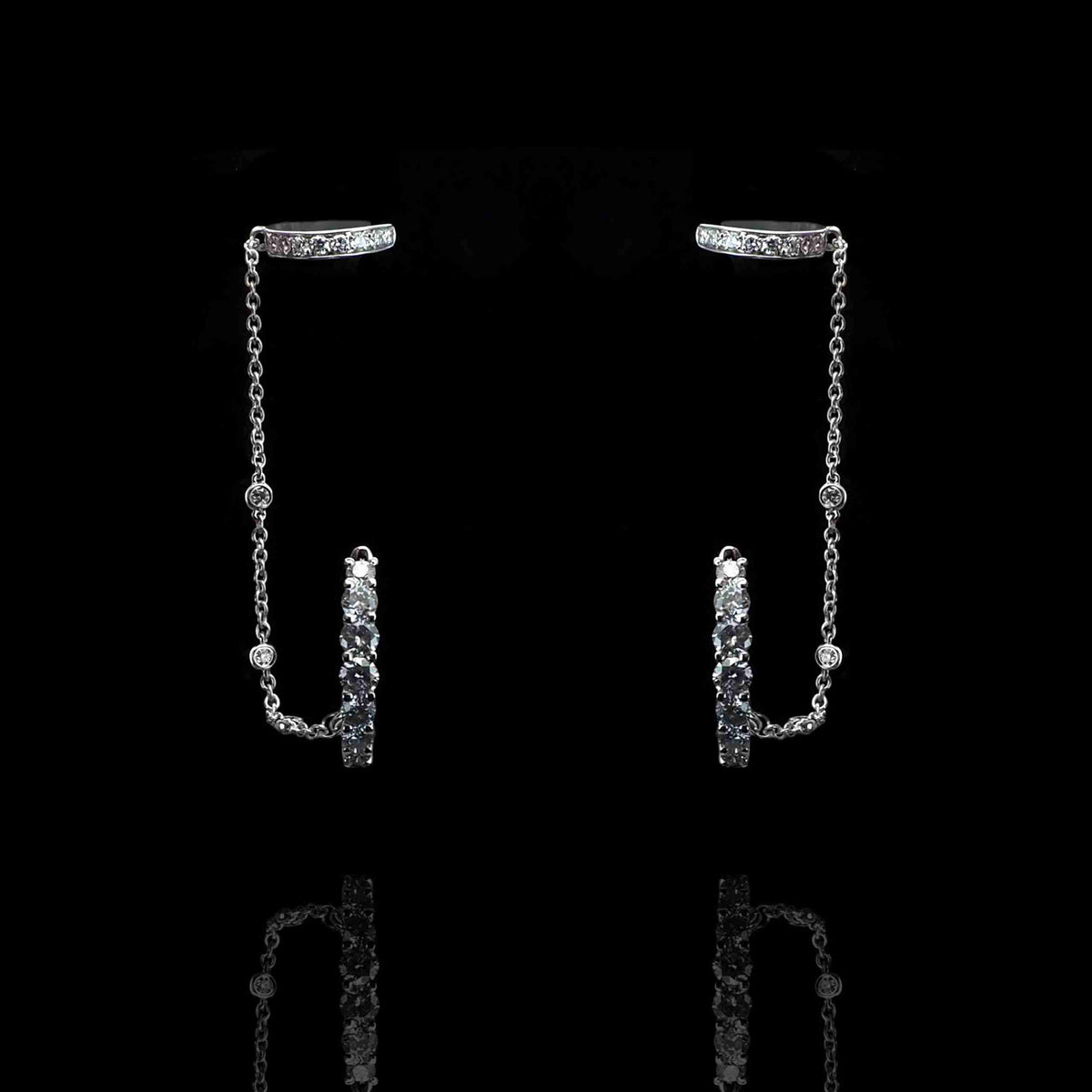 18K White Gold Round Lab Grown Diamond Earrings