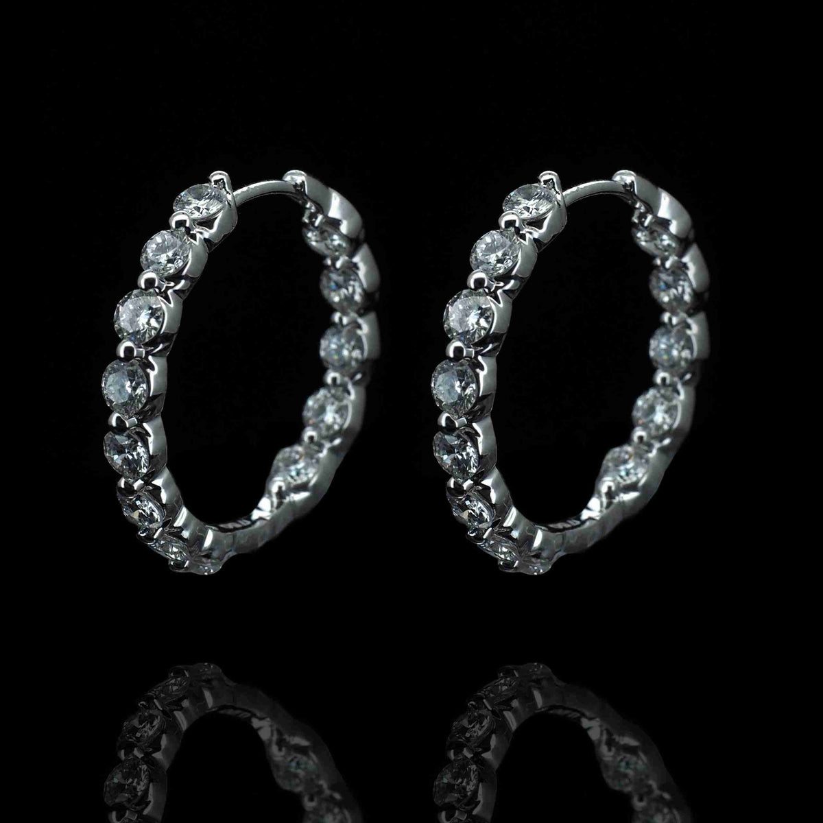 18K White Gold Yellow Gold Round Lab Grown Diamond Earrings