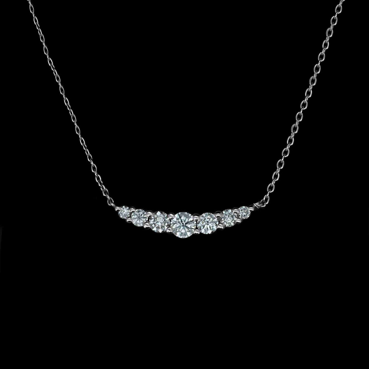 18K White Gold Round Lab Grown Diamond Necklace