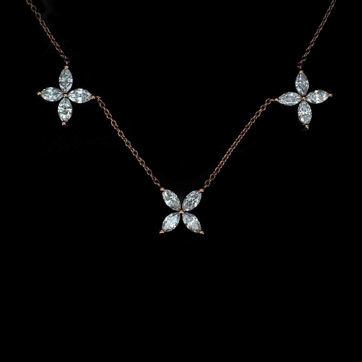 18K Rose Gold Marquise Lab-Grown Diamond Necklace