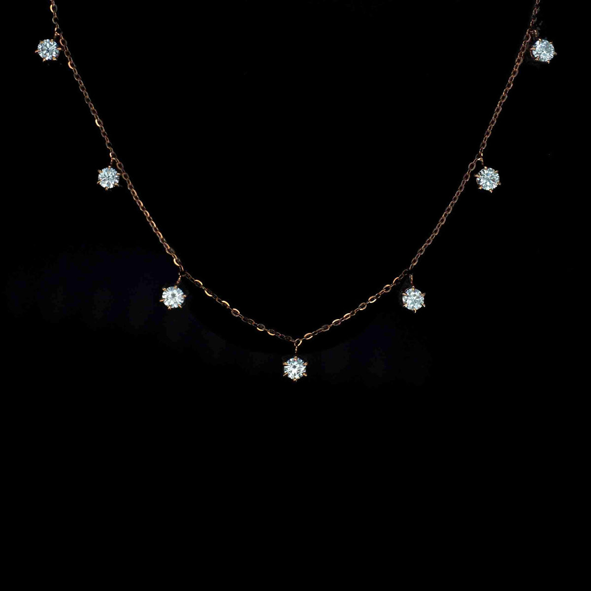 18K Rose Gold Round Lab Grown Diamond Necklace