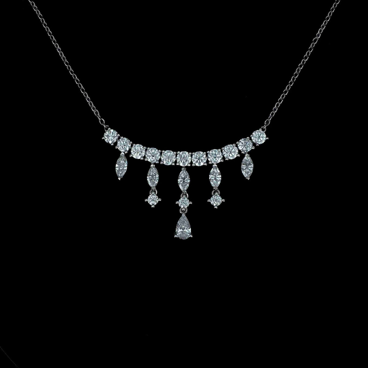 18K White Gold Round, Marquise & Pear Lab Grown Diamond Necklace