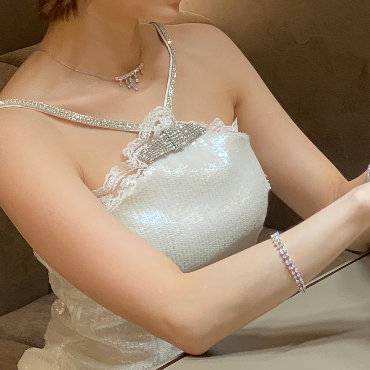 18K White Gold Round, Marquise & Pear Lab Grown Diamond Necklace