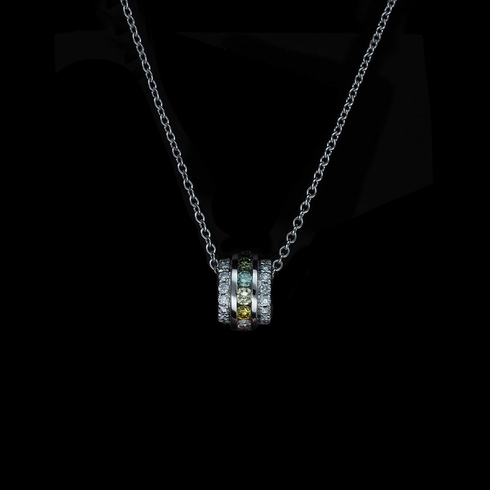 Platinum Round Rainbow Lab Grown Diamond Necklace