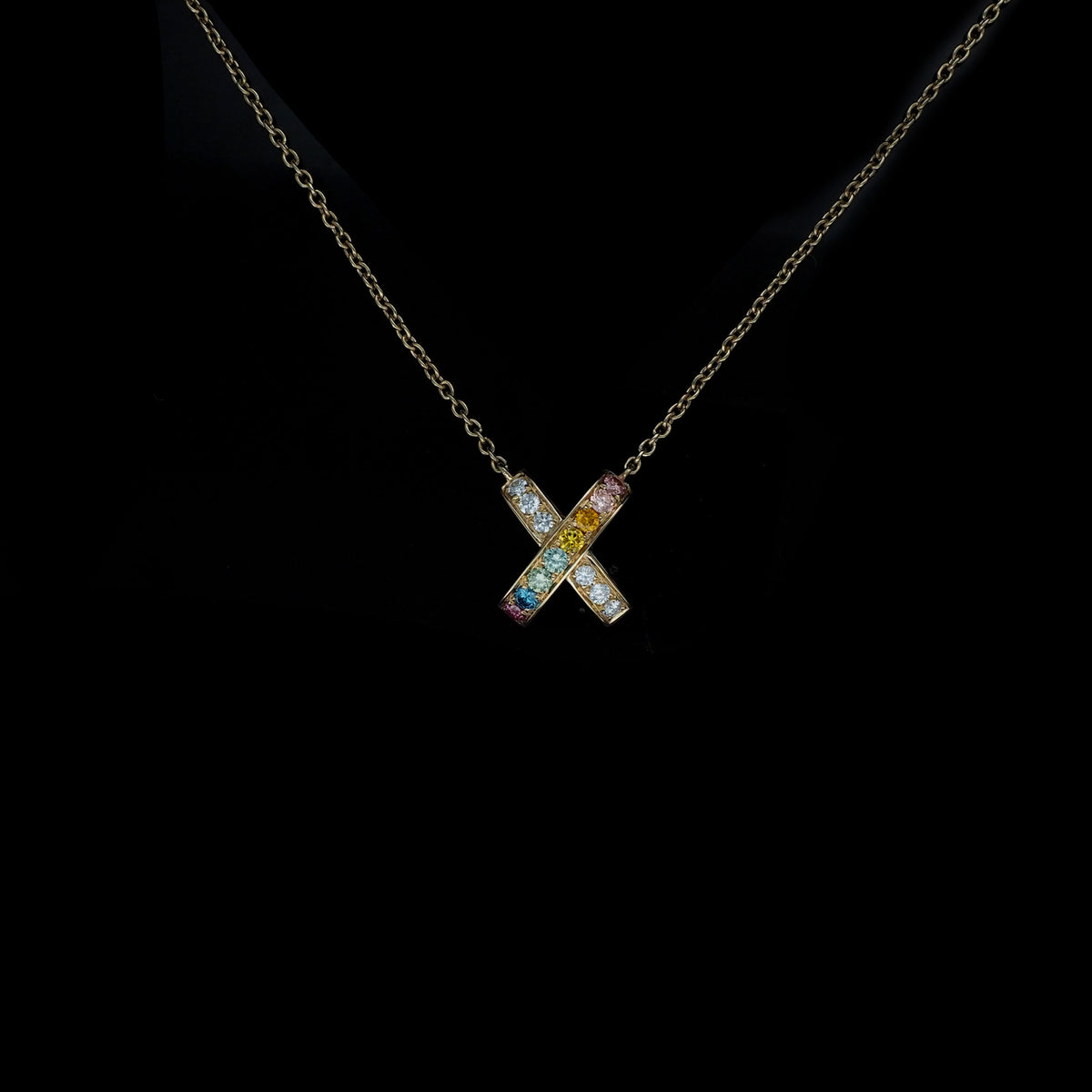 18K Gold Lab-Grown Rainbow Diamond Necklace