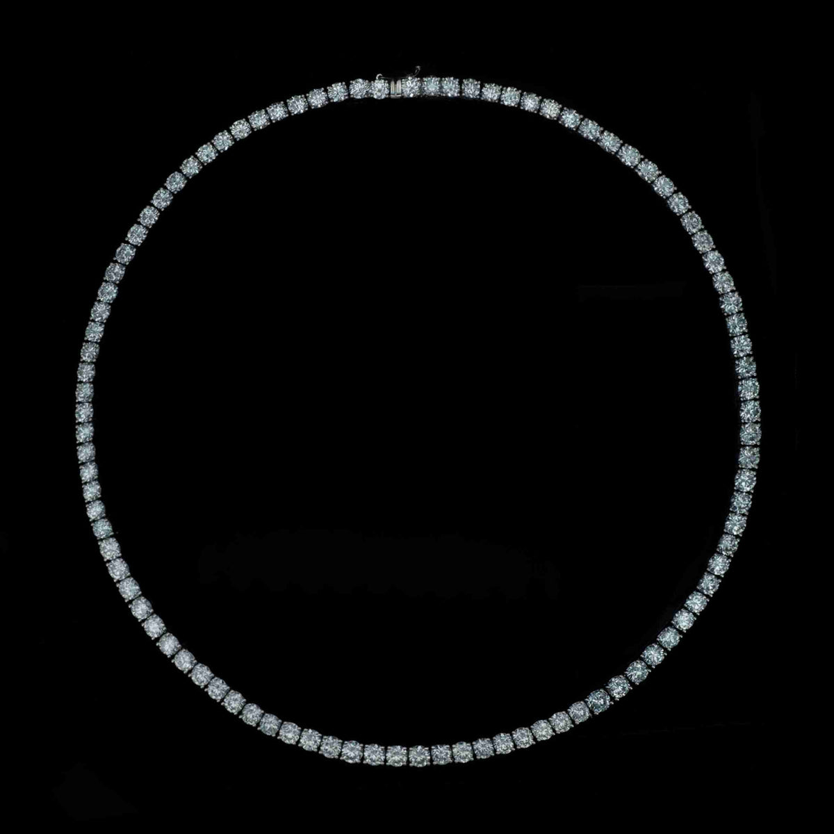 18K White Gold Round Lab Grown Diamond Tennis Necklace