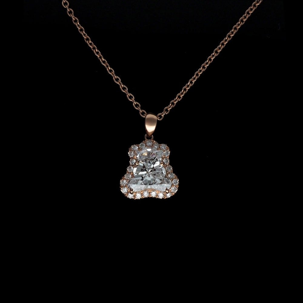 18K Rose Gold Fancy & Round Lab Grown Diamond Pendant