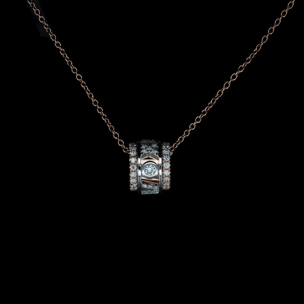 18K Rose Gold/White Gold Round Lab Grown Diamond Pendant