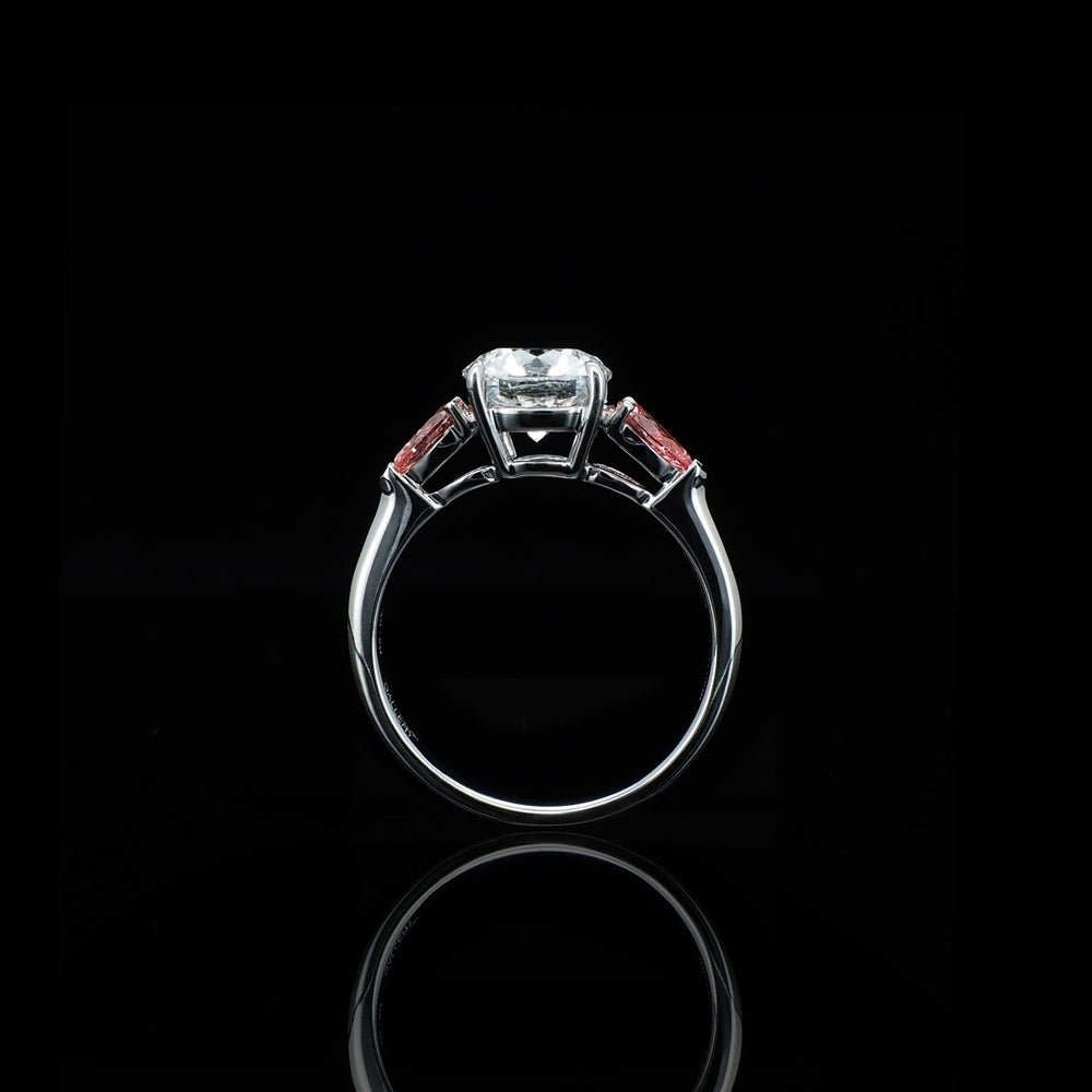 18K/Platinum Three Stone Ring Setting (Pink Diamond)