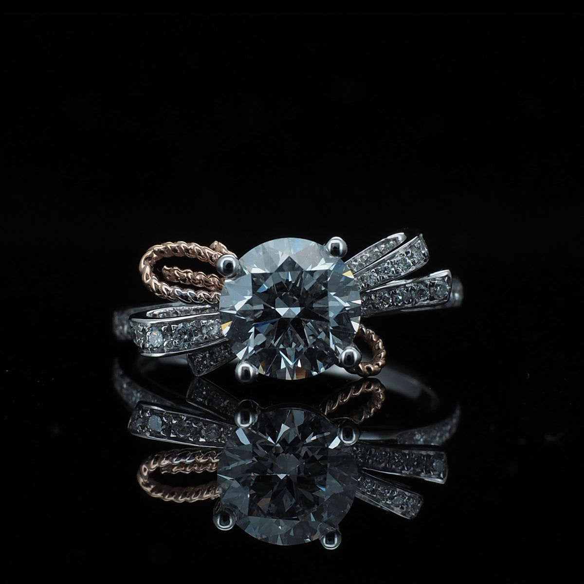 18K/Platinum Ribbon Design Ring Setting
