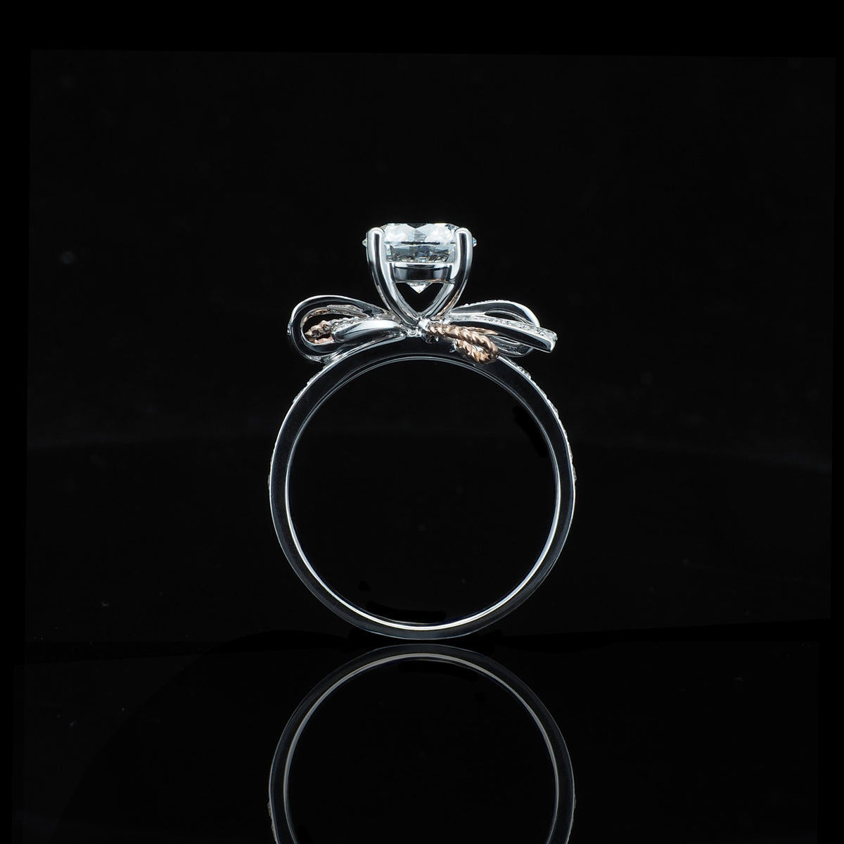 18K/Platinum Ribbon Design Ring Setting