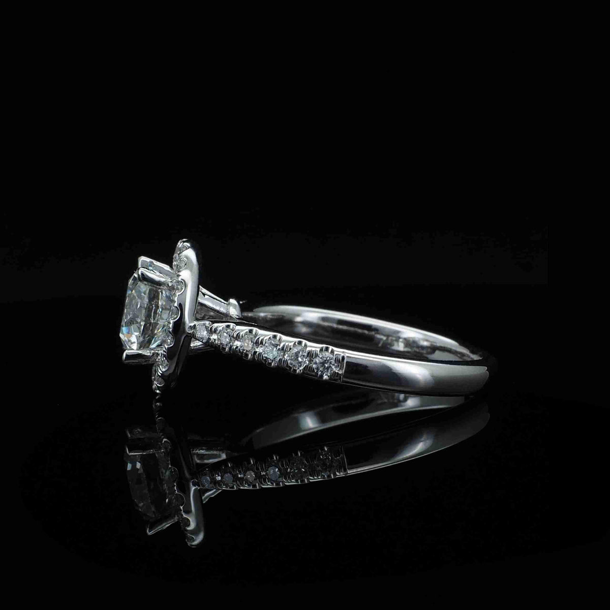 18K/Platinum Round Diamond Halo Ring Setting