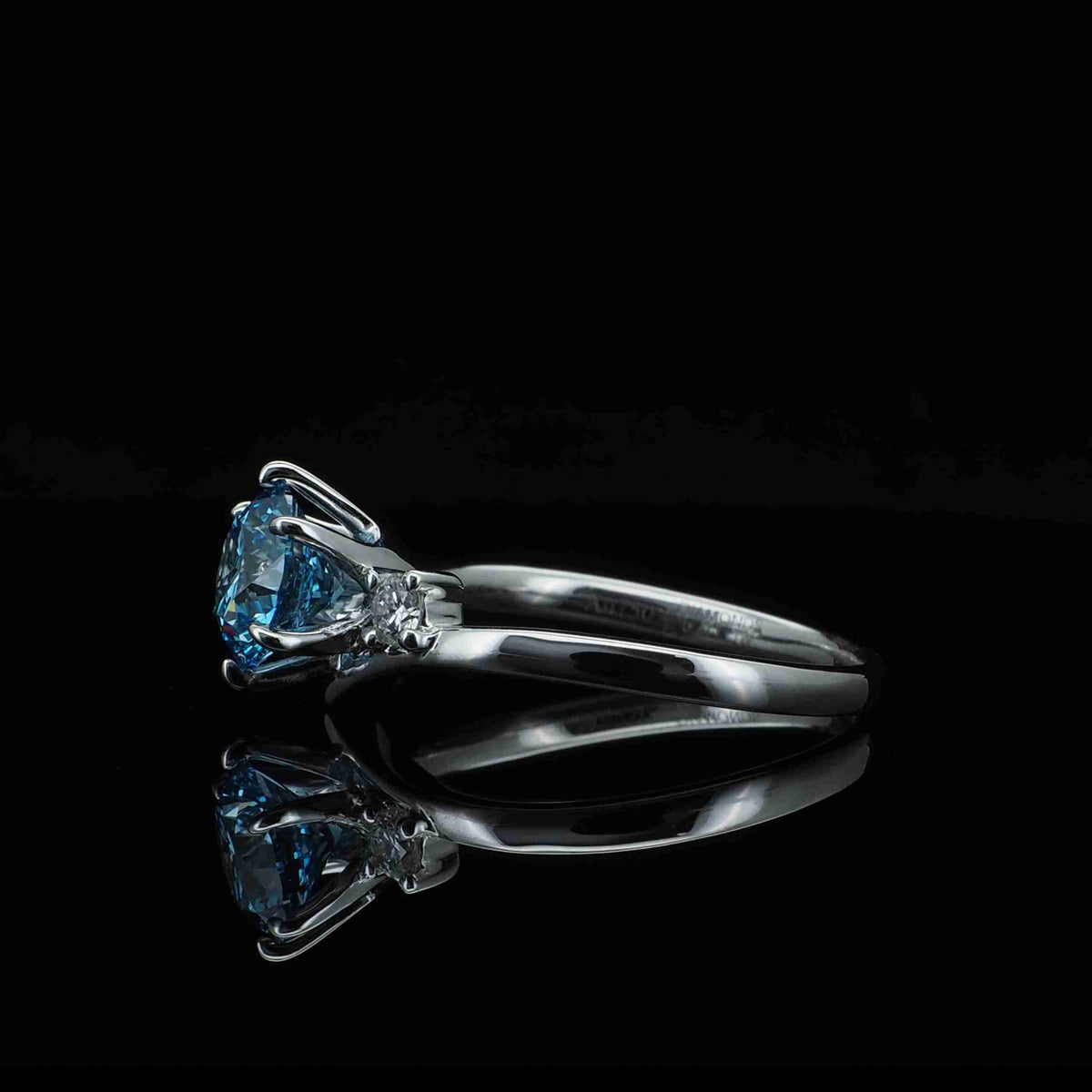 18K Gold/Platinum Six-Prong Three-Stone Engagement Ring Setting