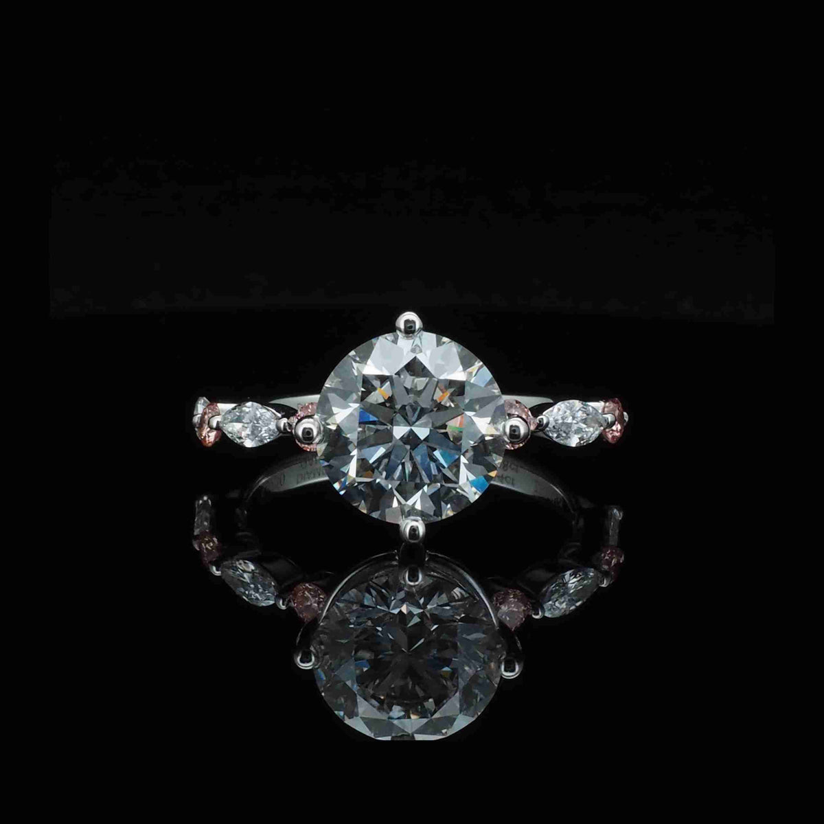 18K/Platinum Pink and White Diamond Intertwined Design Ring Setting