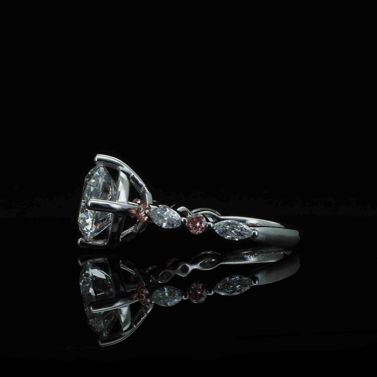 18K/Platinum Pink and White Diamond Intertwined Design Ring Setting