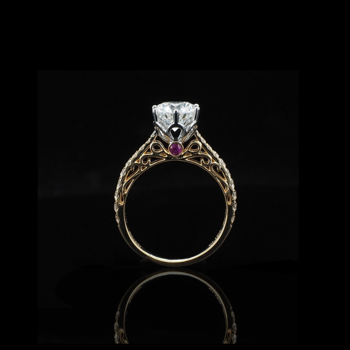 18K/Platinum Lace Half Eternity Ring Setting