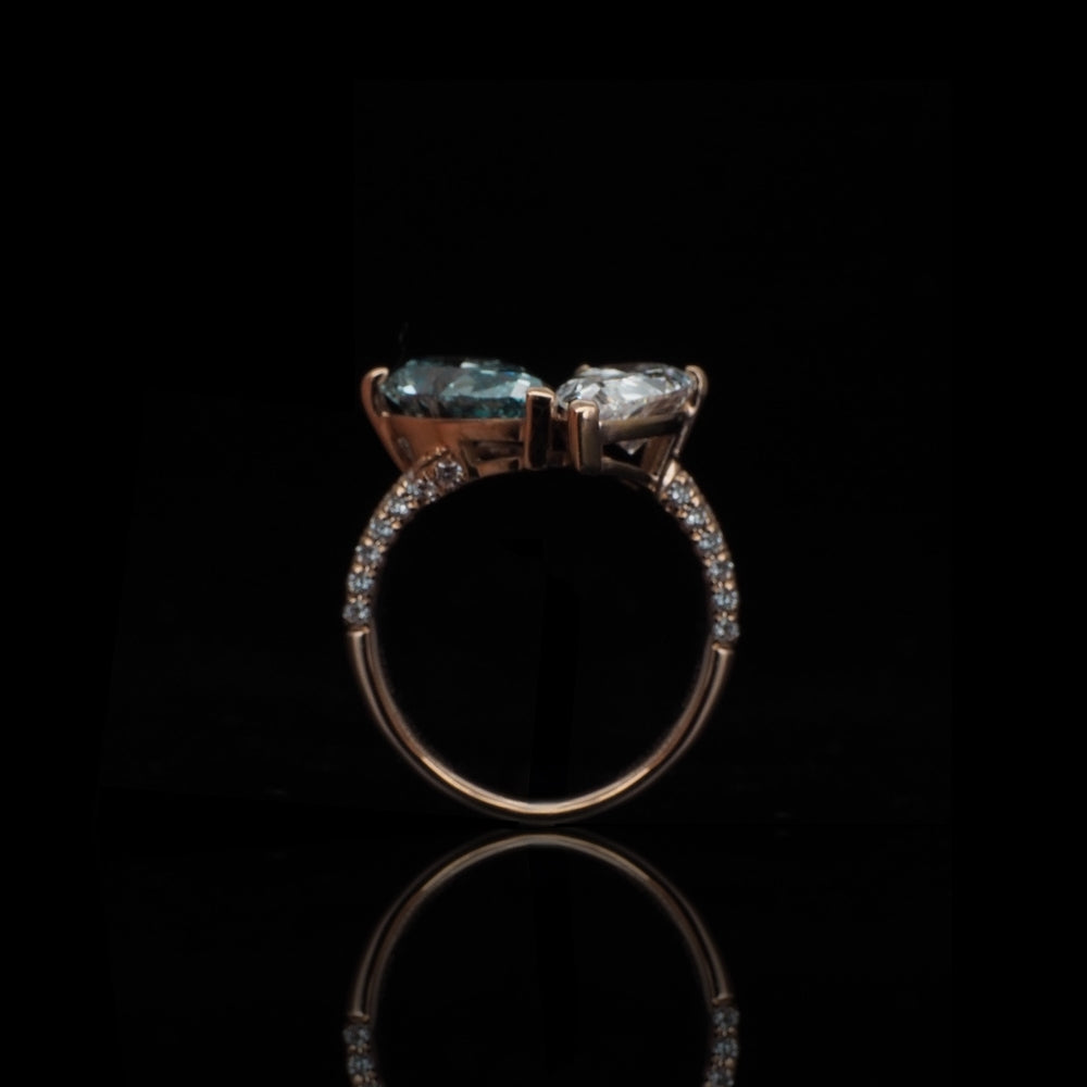 18K/Platinum Double Teardrop Design Ring Setting
