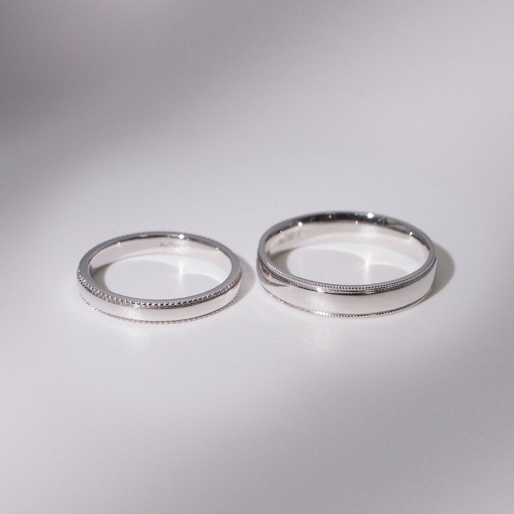 18K/Platinum Milgrain Wedding Bands