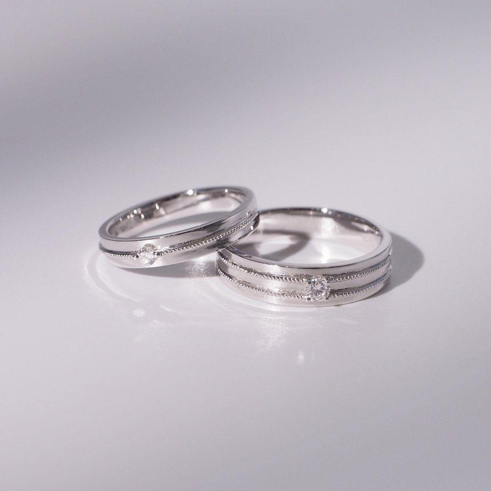 18K/Platinum Milgrain Wedding Bands
