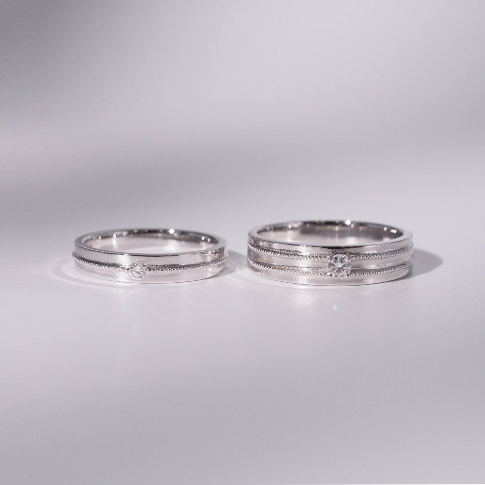 18K/Platinum Milgrain Wedding Bands
