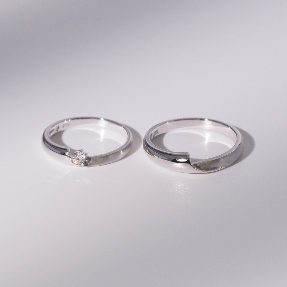 18K Gold/Platinum Diamond Couple Rings