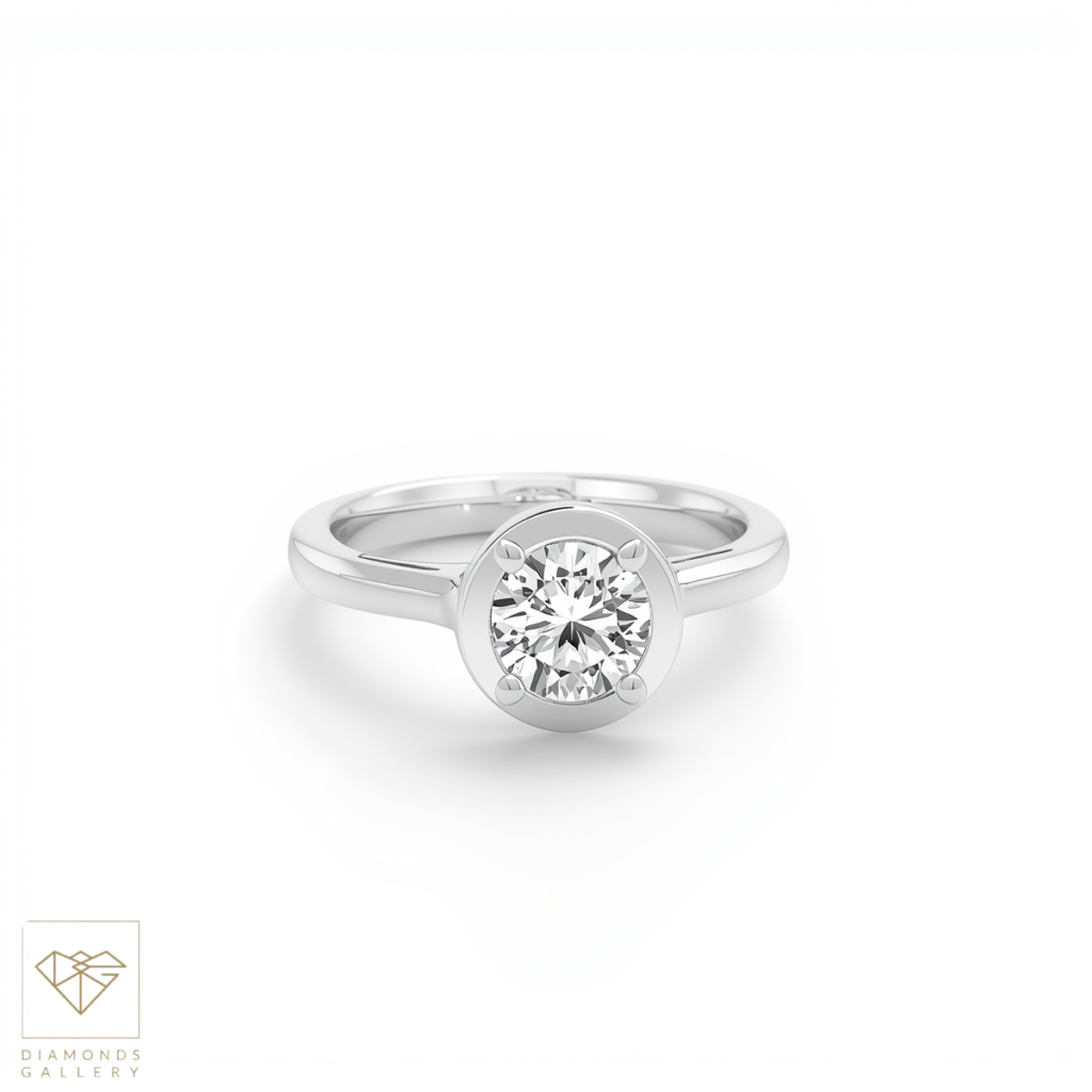 Bezel 包鑲培育鑽石求婚戒指